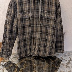 Craftsman Men's Gray and Tan Plaid Shirt Jacket